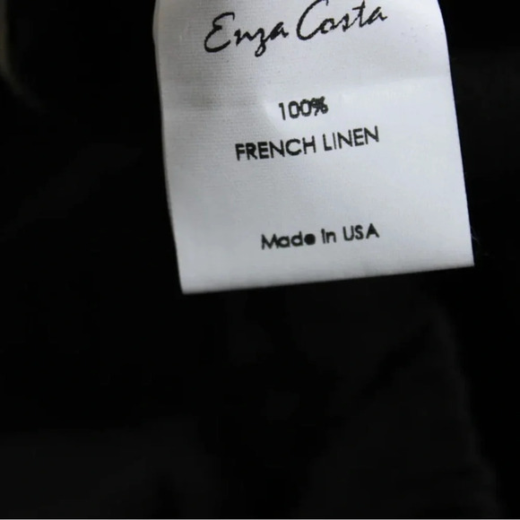 Enza Costa 100% French Linen Lightweight Drawstring Pants Black XL/4 - Picture 7 of 11